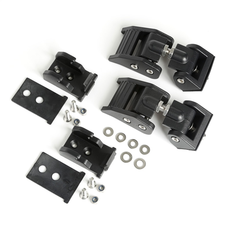 Jeep Wrangler TJ Hood Catches - Rugged Ridge - Adjustable Aluminum - Textured Black - `97-`06